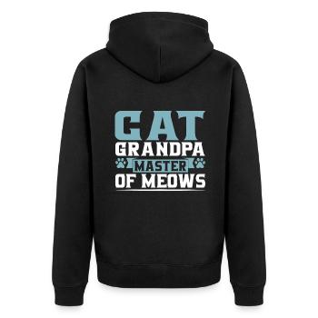 Cat Grandpa Gifts - Unisex Premium Bio Zip Hoodie - Schwarz - Hinten - Nico (187cm)