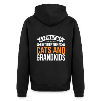 Cat Grandpa Gifts - Unisex Premium Bio Zip Hoodie - Schwarz - Hinten - Nico (187cm)