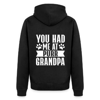 Cat Grandpa Gifts - Unisex Premium Bio Zip Hoodie - Schwarz - Hinten - Nico (187cm)