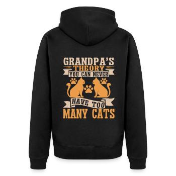 Cat Grandpa Gifts - Unisex Premium Bio Zip Hoodie - Schwarz - Hinten - Nico (187cm)