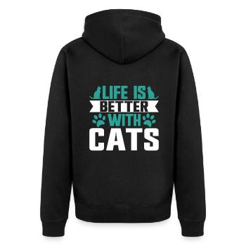 Cat Mom Gifts - Unisex Premium Bio Zip Hoodie - Schwarz - Hinten - Nico (187cm)