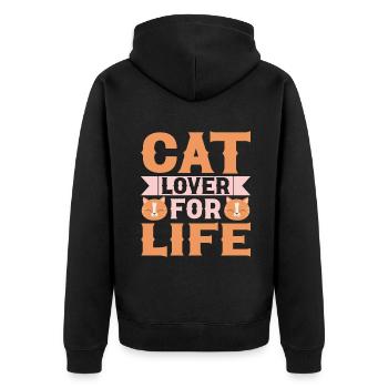 Cat Mom Gifts - Unisex Premium Bio Zip Hoodie - Schwarz - Hinten - Nico (187cm)