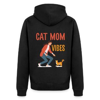 Cat Mom Gifts - Unisex Premium Bio Zip Hoodie - Schwarz - Hinten - Nico (187cm)