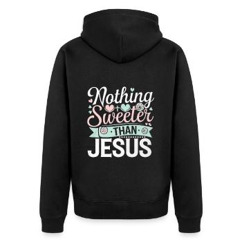 Nothing Sweeter Than Jesus 6 - Unisex Premium Bio Zip Hoodie - Schwarz - Hinten - Nico (187cm)