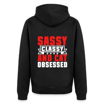 Cat Mom Gifts - Unisex Premium Bio Zip Hoodie - Schwarz - Hinten - Nico (187cm)
