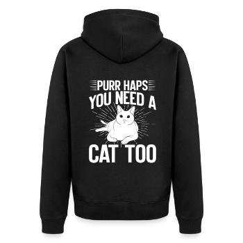 Cat Mom Gifts - Unisex Premium Bio Zip Hoodie - Schwarz - Hinten - Nico (187cm)