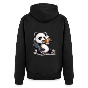 Cute Panda Drinking Beer 2 - Unisex Premium Bio Zip Hoodie - Schwarz - Hinten - Nico (187cm)