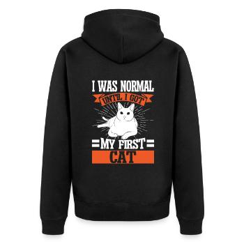 Cat Mom Gifts - Unisex Premium Bio Zip Hoodie - Schwarz - Hinten - Nico (187cm)