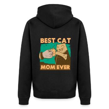 Cat Mom Gifts - Unisex Premium Bio Zip Hoodie - Schwarz - Hinten - Nico (187cm)