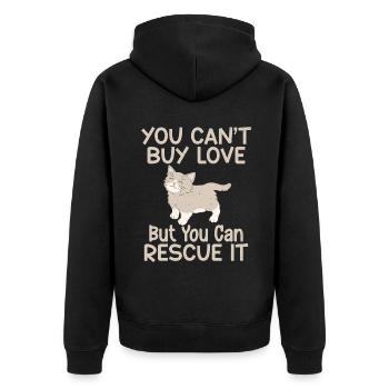 Cadeaux de sauvetage de chat - Veste à capuche bio Premium Unisexe - noir - Dos - Nico (187cm)