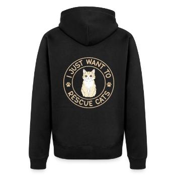 Cadeaux de sauvetage de chat - Veste à capuche bio Premium Unisexe - noir - Dos - Nico (187cm)