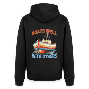 Boats Well With Others 2 - Unisex Premium Bio Zip Hoodie - Schwarz - Hinten - Nico (187cm)