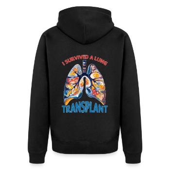 I Survived A Lung Transplant 2 - Unisex Premium Bio Zip Hoodie - Schwarz - Hinten - Nico (187cm)