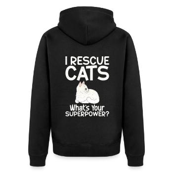Cadeaux de sauvetage de chat - Veste à capuche bio Premium Unisexe - noir - Dos - Nico (187cm)