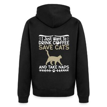 Cadeaux de sauvetage de chat - Veste à capuche bio Premium Unisexe - noir - Dos - Nico (187cm)