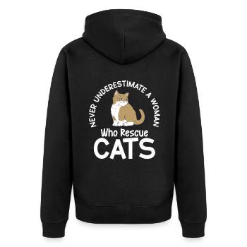 Cadeaux de sauvetage de chat - Veste à capuche bio Premium Unisexe - noir - Dos - Nico (187cm)