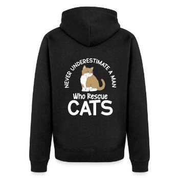 Cadeaux de sauvetage de chat - Veste à capuche bio Premium Unisexe - noir - Dos - Nico (187cm)