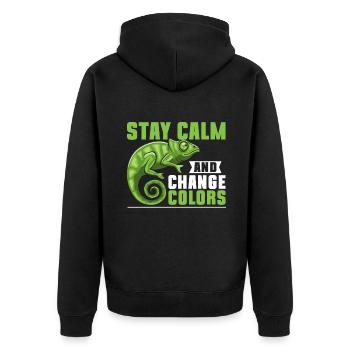 Chameleon Gifts - Unisex Premium Organic Zip Hoodie - black - Back - Nico (187cm)