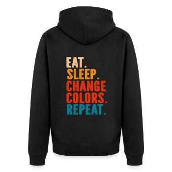 Chameleon Gifts - Unisex Premium Bio Zip Hoodie - Schwarz - Hinten - Nico (187cm)
