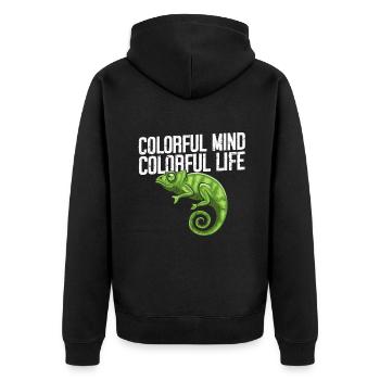 Chameleon Gifts - Unisex Premium Organic Zip Hoodie - black - Back - Nico (187cm)