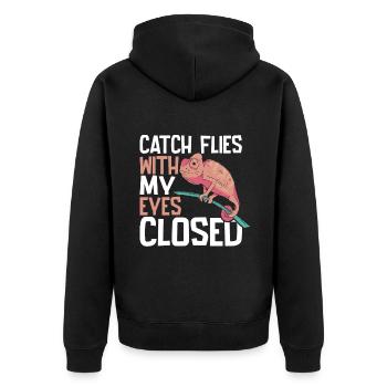 Chameleon Gifts - Unisex Premium Bio Zip Hoodie - Schwarz - Hinten - Nico (187cm)