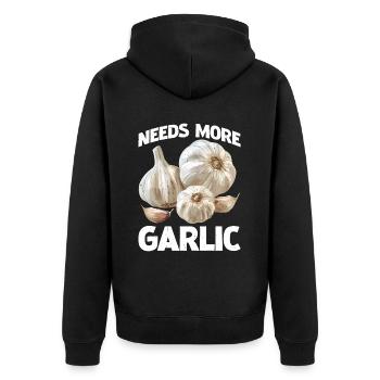 Needs More Garlic 2 - Unisex Premium Bio Zip Hoodie - Schwarz - Hinten - Nico (187cm)