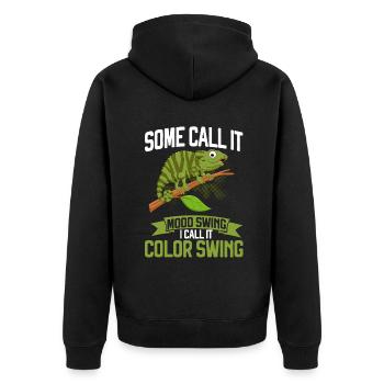 Chameleon Gifts - Unisex Premium Bio Zip Hoodie - Schwarz - Hinten - Nico (187cm)