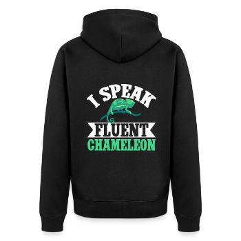 Chameleon Gifts - Unisex Premium Bio Zip Hoodie - Schwarz - Hinten - Nico (187cm)