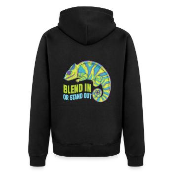 Chameleon Gifts - Unisex Premium Bio Zip Hoodie - Schwarz - Hinten - Nico (187cm)
