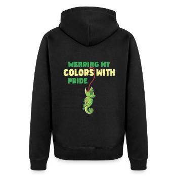 Chameleon Gifts - Unisex Premium Bio Zip Hoodie - Schwarz - Hinten - Nico (187cm)
