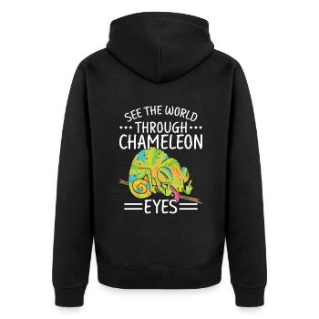 Chameleon Gifts - Unisex Premium Organic Zip Hoodie - black - Back - Nico (187cm)