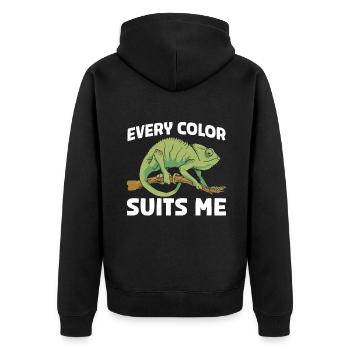 Chameleon Gifts - Unisex Premium Organic Zip Hoodie - black - Back - Nico (187cm)