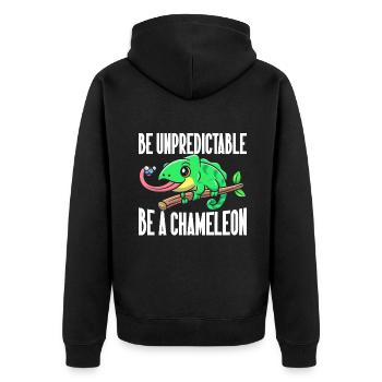 Chameleon Gifts - Unisex Premium Bio Zip Hoodie - Schwarz - Hinten - Nico (187cm)