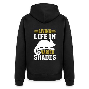 Chameleon Gifts - Unisex Premium Bio Zip Hoodie - Schwarz - Hinten - Nico (187cm)