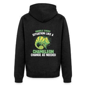Chameleon Gifts - Unisex Premium Bio Zip Hoodie - Schwarz - Hinten - Nico (187cm)