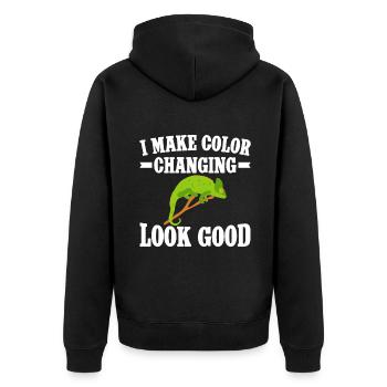 Chameleon Gifts - Unisex Premium Organic Zip Hoodie - black - Back - Nico (187cm)