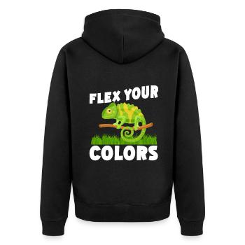 Chameleon Gifts - Unisex Premium Organic Zip Hoodie - black - Back - Nico (187cm)