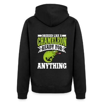 Chameleon Gifts - Unisex Premium Bio Zip Hoodie - Schwarz - Hinten - Nico (187cm)