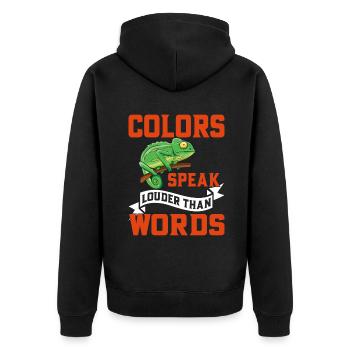Chameleon Gifts - Unisex Premium Bio Zip Hoodie - Schwarz - Hinten - Nico (187cm)