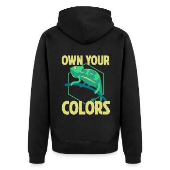 Chameleon Gifts - Unisex Premium Bio Zip Hoodie - Schwarz - Hinten - Nico (187cm)