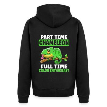 Chameleon Gifts - Unisex Premium Bio Zip Hoodie - Schwarz - Hinten - Nico (187cm)