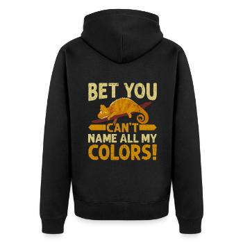 Chameleon Gifts - Unisex Premium Bio Zip Hoodie - Schwarz - Hinten - Nico (187cm)