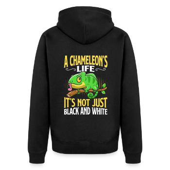 Chameleon Gifts - Unisex Premium Organic Zip Hoodie - black - Back - Nico (187cm)