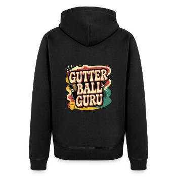 Gutter Ball Guru 10 - Unisex Premium Bio Zip Hoodie - Schwarz - Hinten - Nico (187cm)
