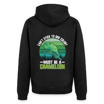 Chameleon Gifts - Unisex Premium Bio Zip Hoodie - Schwarz - Hinten - Nico (187cm)