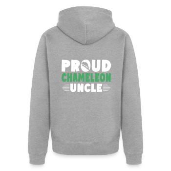 Chameleon Gifts - Unisex Premium Bio Zip Hoodie - Grau meliert - Hinten - Nico (187cm)