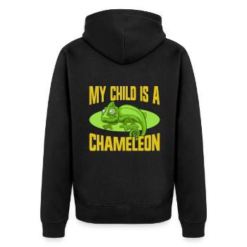 Chameleon Gifts - Unisex Premium Bio Zip Hoodie - Schwarz - Hinten - Nico (187cm)