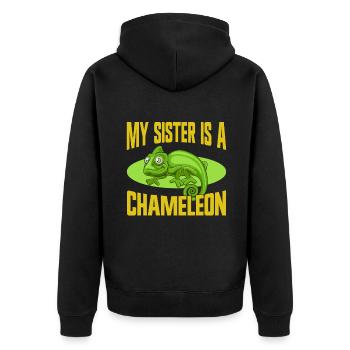 Chameleon Gifts - Unisex Premium Bio Zip Hoodie - Schwarz - Hinten - Nico (187cm)
