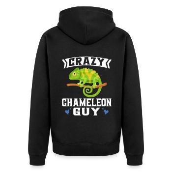 Chameleon Gifts - Unisex Premium Bio Zip Hoodie - Schwarz - Hinten - Nico (187cm)
