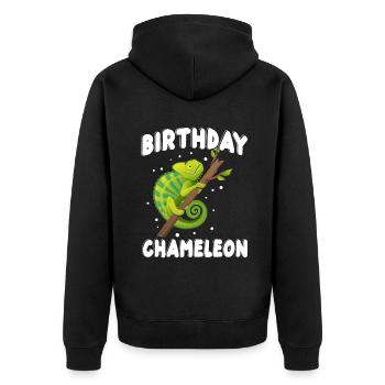 Chameleon Gifts - Unisex Premium Bio Zip Hoodie - Schwarz - Hinten - Nico (187cm)